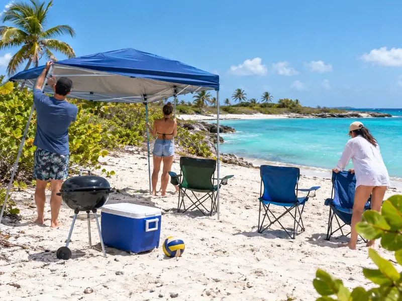 Von San Juan: Van, Boot & Strand-BBQ